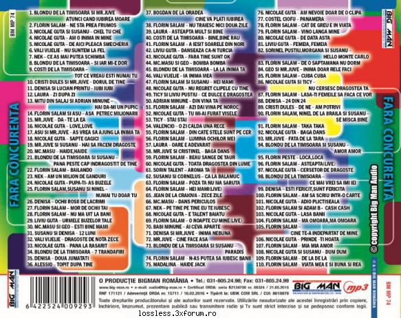 tracklist - vezi in spate
  fara